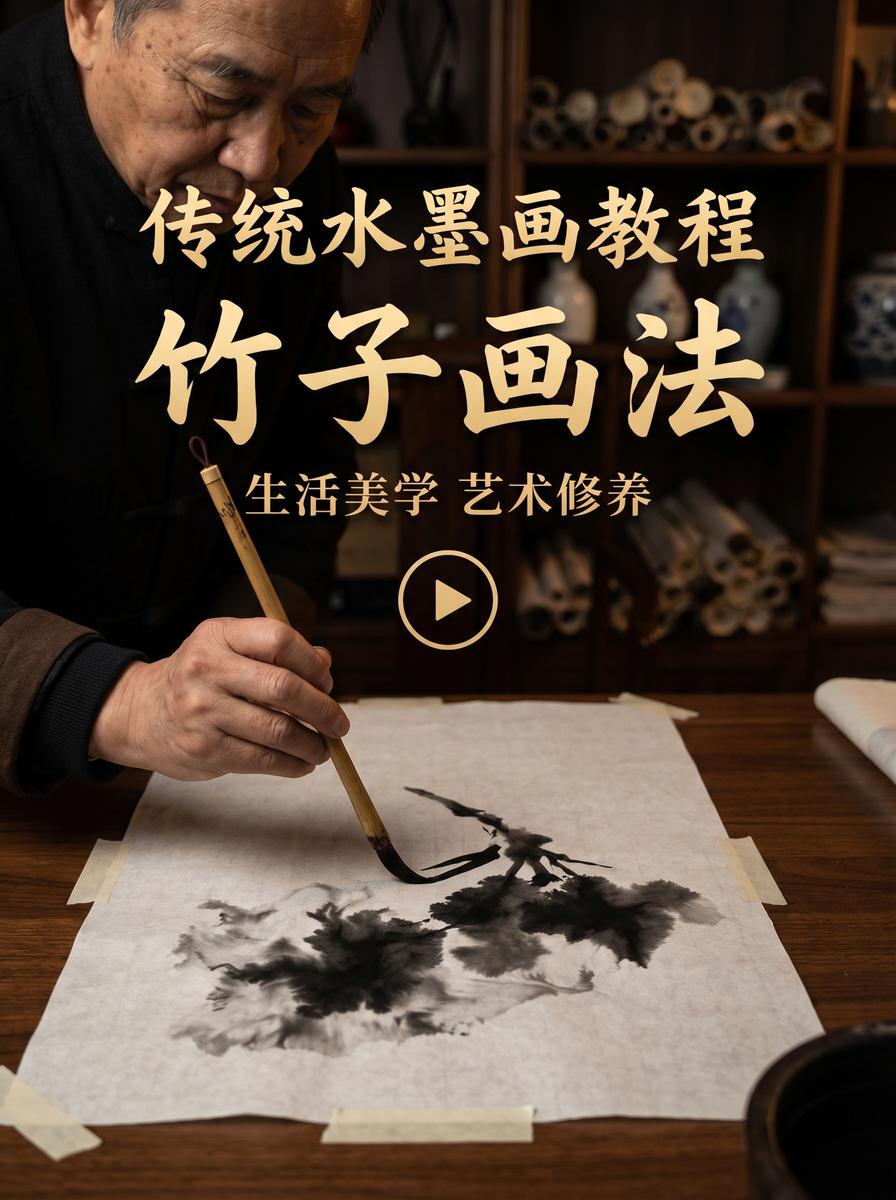 17C 水墨画视频教程：竹子画法入门与笔墨技法 - www.znekfrz.cn